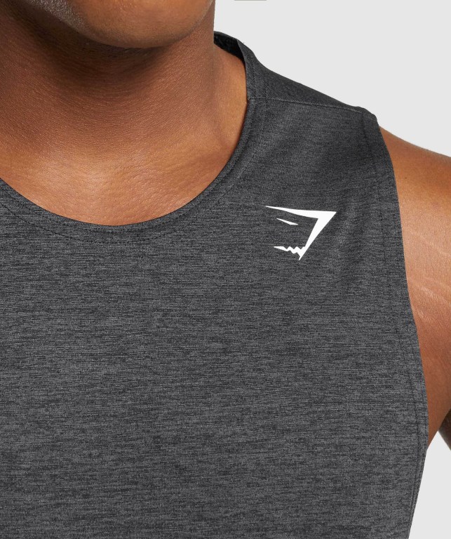 Gymshark Arrival Slim Marl Men's Tank Tops Black / Black Grey | UAE-87ODZG