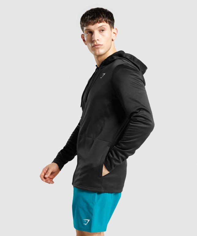 Gymshark Arrival Zip Up Men's Hoodies Black | UAE-24XNMU