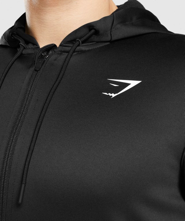 Gymshark Arrival Zip Up Men's Hoodies Black | UAE-24XNMU