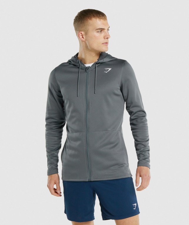 Gymshark Arrival Zip Up Men\'s Hoodies Grey | UAE-52XWQK