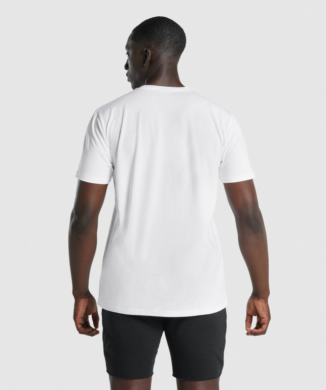 Gymshark Block Infill Men's T Shirts White | UAE-69SAFD