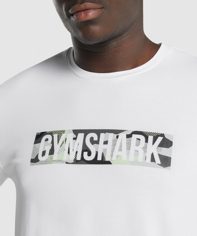 Gymshark Block Infill Men's T Shirts White | UAE-69SAFD