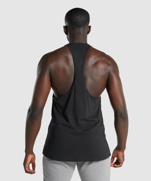 Gymshark Block Infill Men's Tank Tops Black | UAE-56TNBM