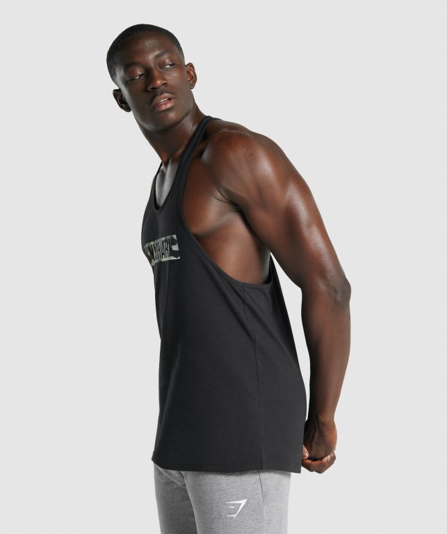 Gymshark Block Infill Men's Tank Tops Black | UAE-56TNBM