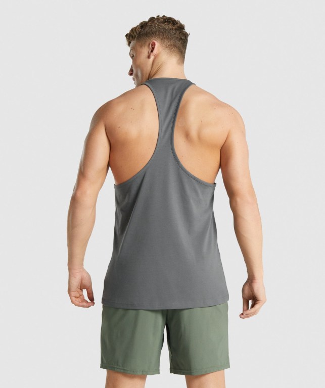 Gymshark Block Infill Men's Tank Tops Grey | UAE-85EMPD