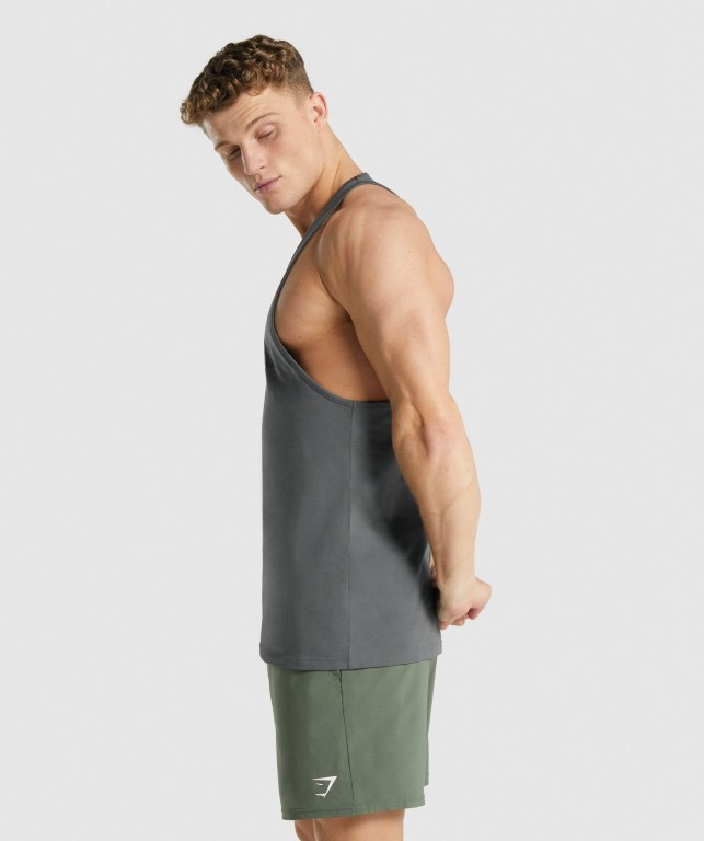 Gymshark Block Infill Men's Tank Tops Grey | UAE-85EMPD