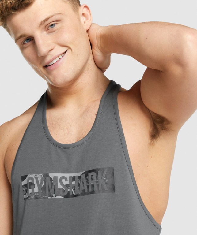 Gymshark Block Infill Men's Tank Tops Grey | UAE-85EMPD