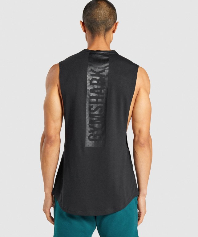 Gymshark Bold Drop Arm Men's Tank Tops Black | UAE-04UPWI