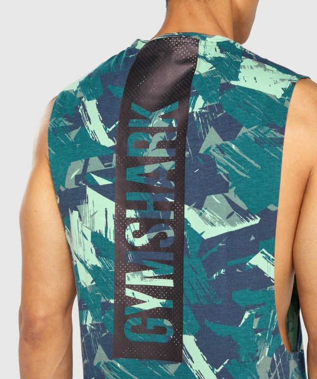 Gymshark Bold Drop Arm Men's Tank Tops Green | UAE-47YFTB