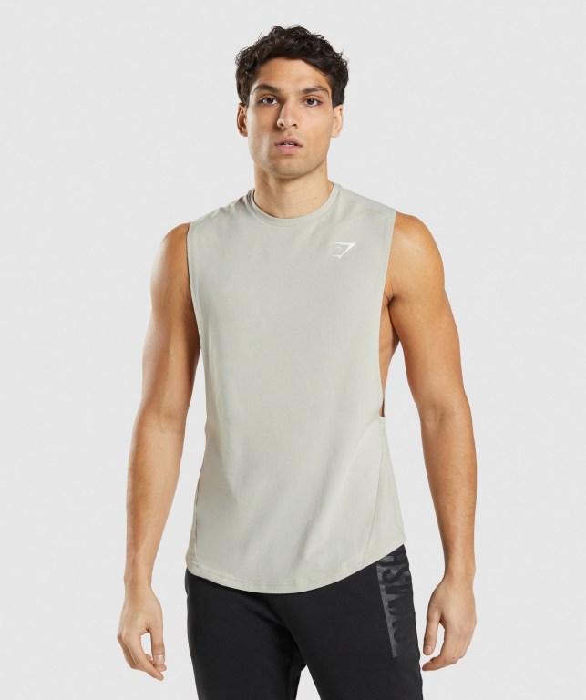 Gymshark Bold Drop Arm Men's Tank Tops Grey | UAE-69OCWM