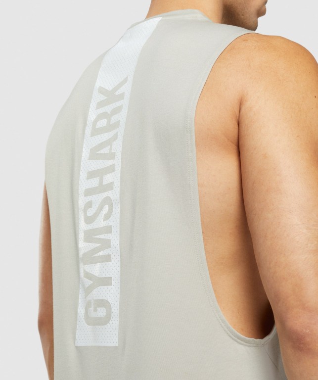 Gymshark Bold Drop Arm Men's Tank Tops Grey | UAE-69OCWM