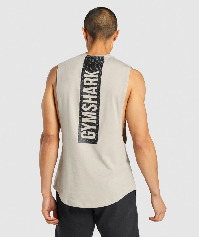 Gymshark Bold Drop Arm Men's Tank Tops Grey | UAE-85DFPX