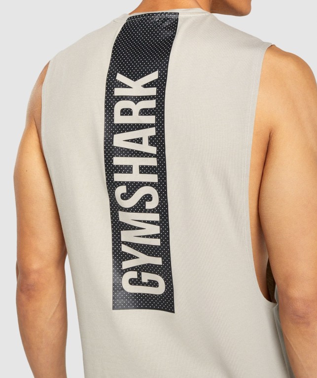 Gymshark Bold Drop Arm Men's Tank Tops Grey | UAE-85DFPX