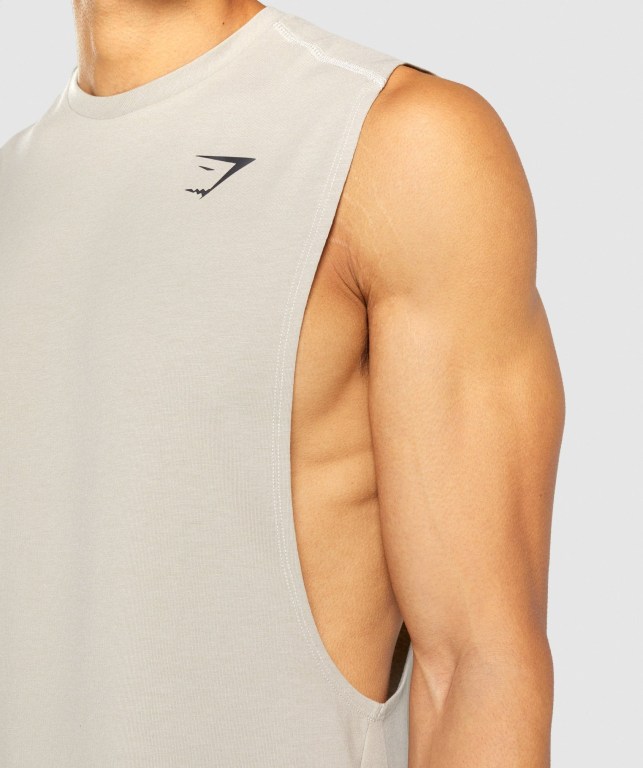 Gymshark Bold Drop Arm Men's Tank Tops Grey | UAE-85DFPX