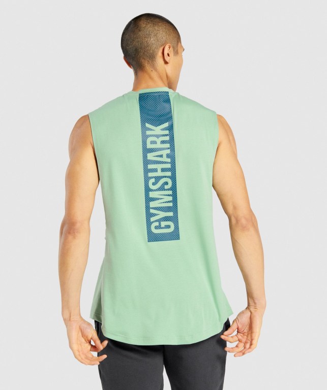 Gymshark Bold Drop Arm Men's Tank Tops Green | UAE-92DEZC