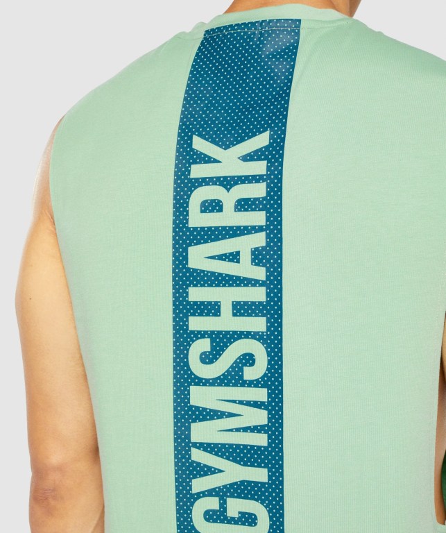 Gymshark Bold Drop Arm Men's Tank Tops Green | UAE-92DEZC