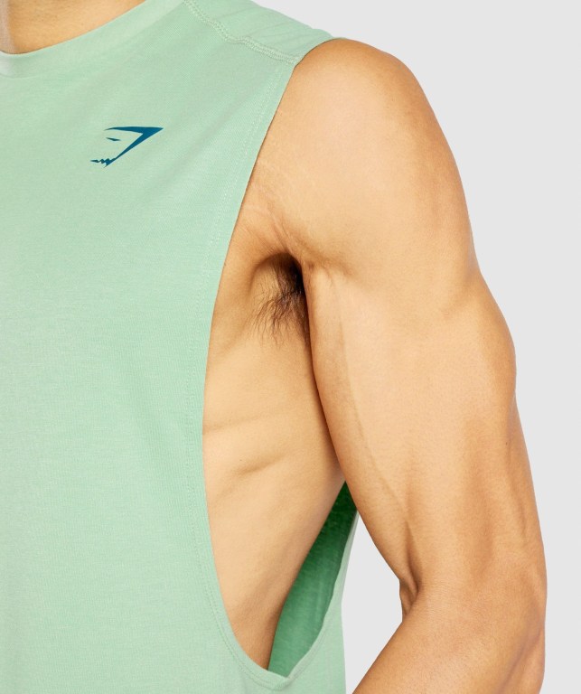 Gymshark Bold Drop Arm Men's Tank Tops Green | UAE-92DEZC