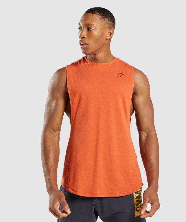 Gymshark Bold Drop Arm Men's Tank Tops Orange | UAE-43PUHX