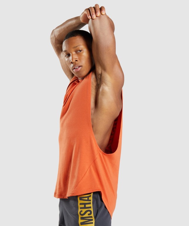 Gymshark Bold Drop Arm Men's Tank Tops Orange | UAE-43PUHX