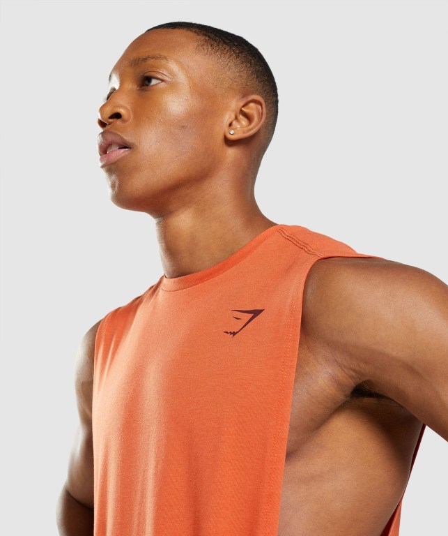 Gymshark Bold Drop Arm Men's Tank Tops Orange | UAE-43PUHX