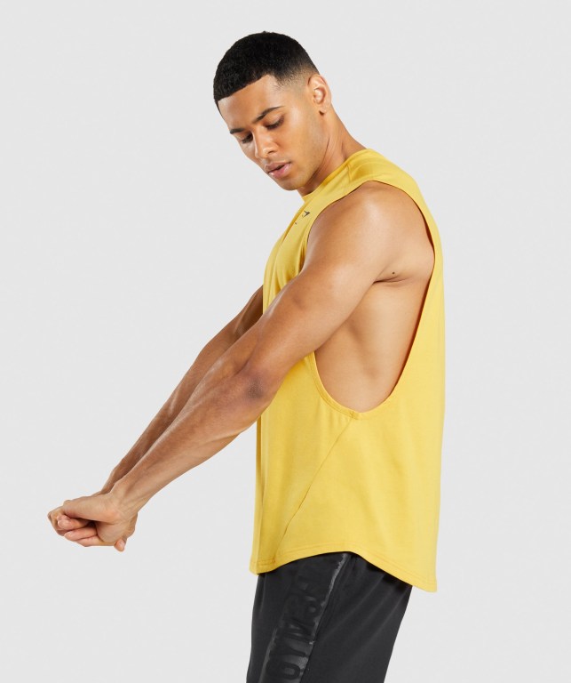 Gymshark Bold Drop Arm Men's Tank Tops Yellow | UAE-10QUST