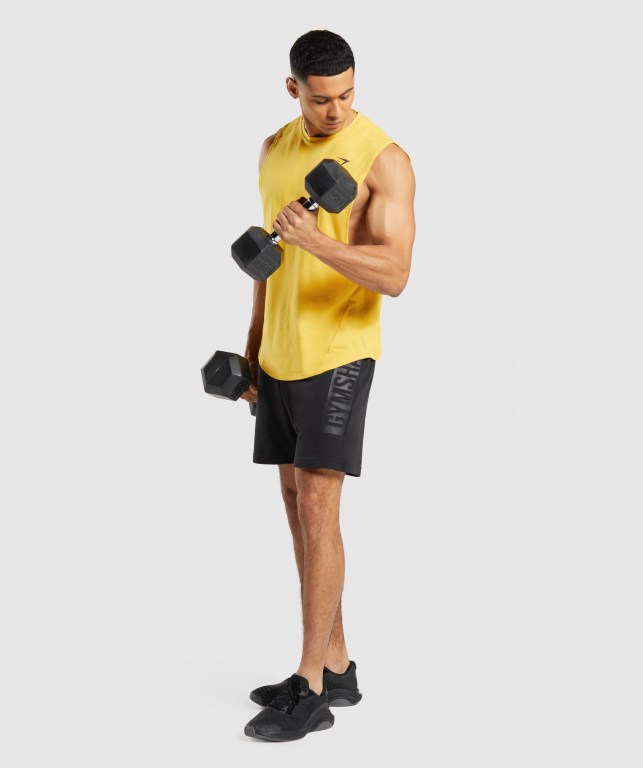 Gymshark Bold Drop Arm Men's Tank Tops Yellow | UAE-10QUST