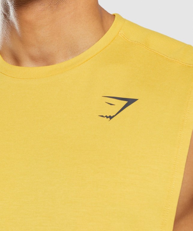 Gymshark Bold Drop Arm Men's Tank Tops Yellow | UAE-10QUST