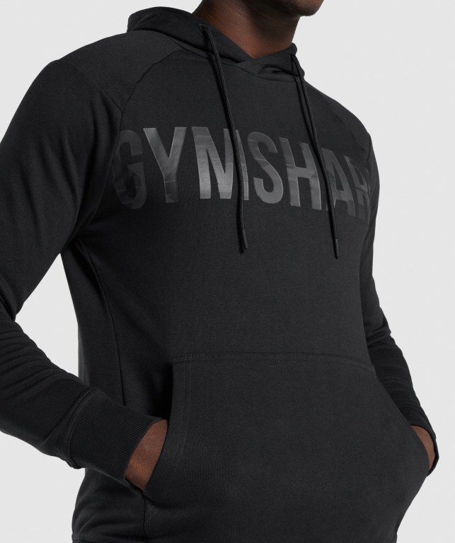 Gymshark Bold Men's Hoodies Black / Black | UAE-27VDYS