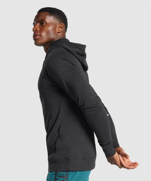 Gymshark Bold Men's Hoodies Black | UAE-03NVQG