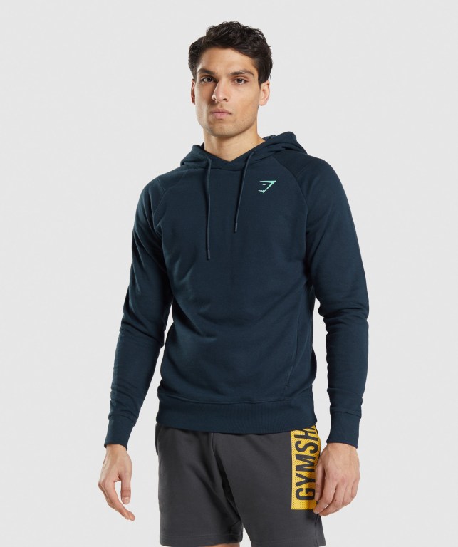 Gymshark Bold Men's Hoodies Navy | UAE-32IRYV