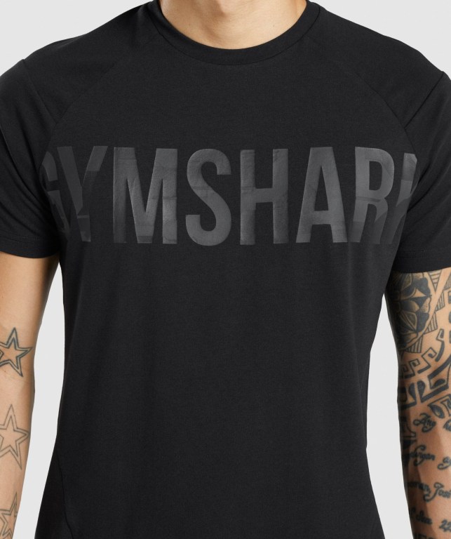 Gymshark Bold Men's T Shirts Black / Black | UAE-92FHXN