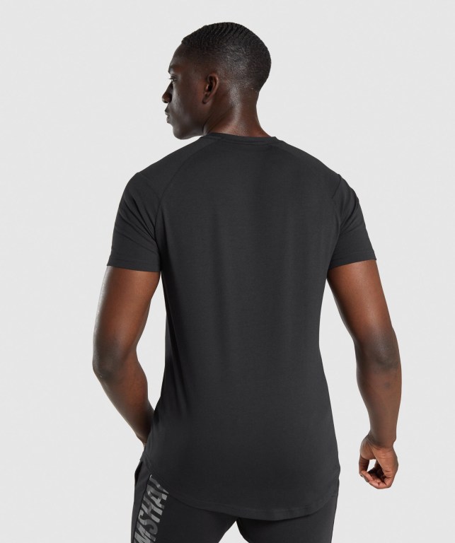 Gymshark Bold Men's T Shirts Black / Camo | UAE-50HZQO