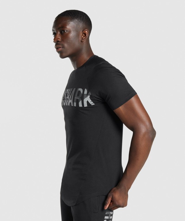 Gymshark Bold Men's T Shirts Black / Camo | UAE-50HZQO