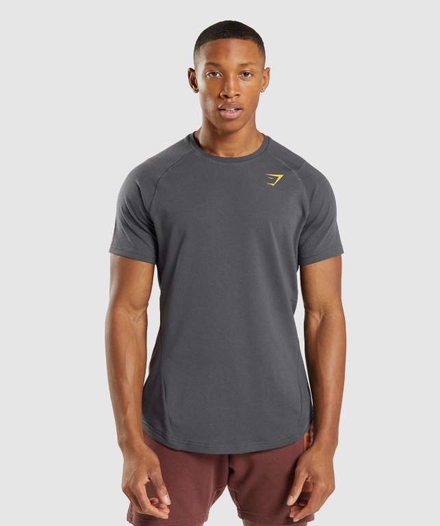 Gymshark Bold Men's T Shirts Black Grey | UAE-26WYVK