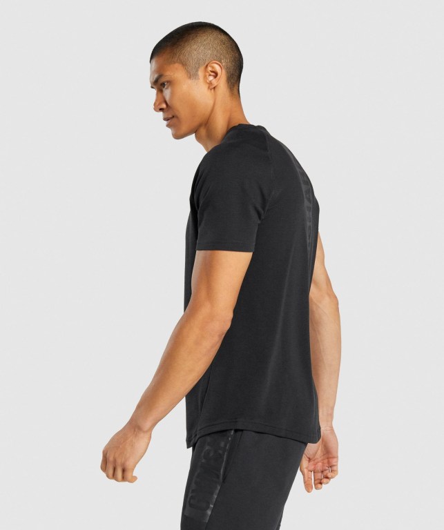 Gymshark Bold Men's T Shirts Black | UAE-02XCWV