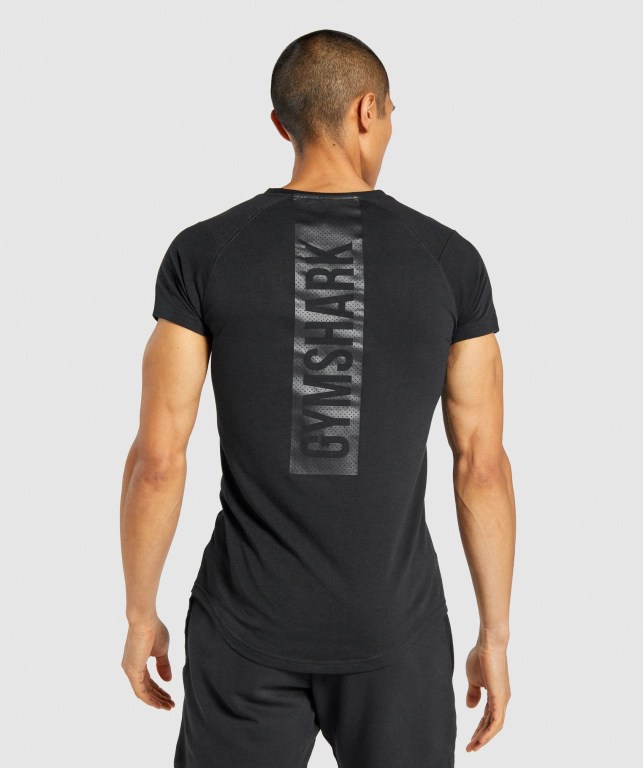 Gymshark Bold Men's T Shirts Black | UAE-15WCNF