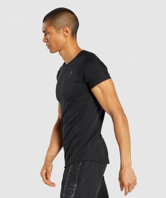 Gymshark Bold Men's T Shirts Black | UAE-15WCNF