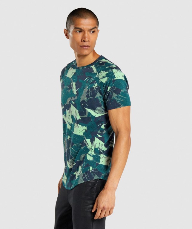 Gymshark Bold Men's T Shirts Green | UAE-86HYTS