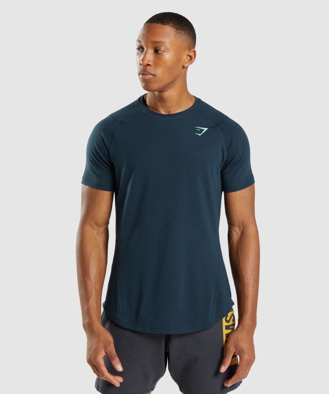 Gymshark Bold Men's T Shirts Navy | UAE-78KSUB