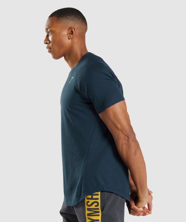 Gymshark Bold Men's T Shirts Navy | UAE-78KSUB