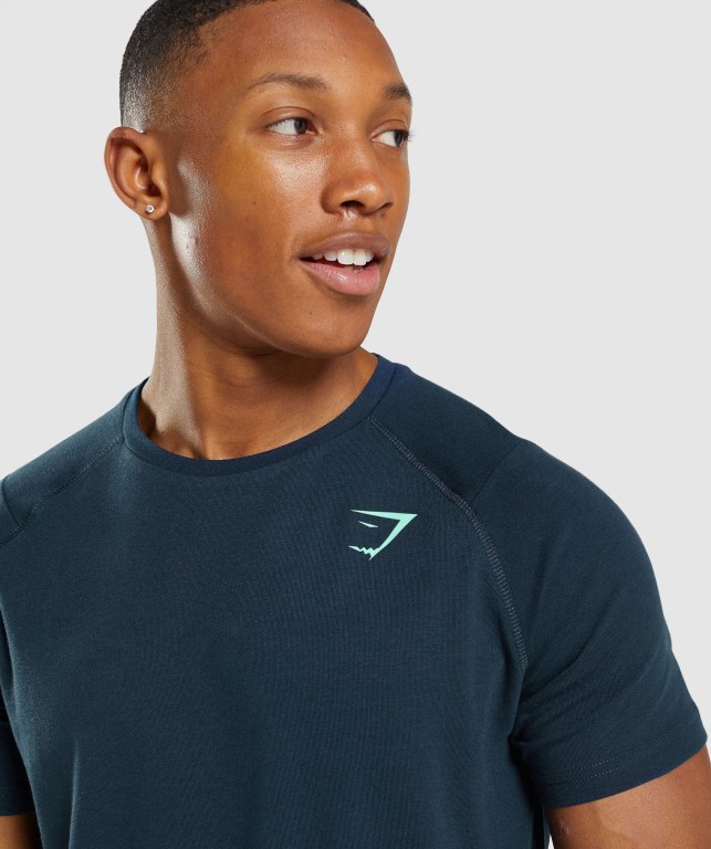 Gymshark Bold Men's T Shirts Navy | UAE-78KSUB