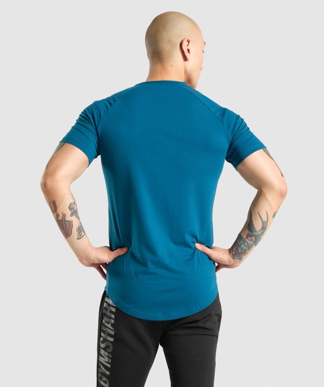 Gymshark Bold Men's T Shirts Turquoise / Camo | UAE-79KEPX