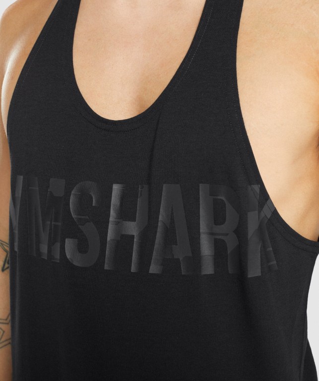 Gymshark Bold Men's Tank Tops Black / Black | UAE-89WDIA