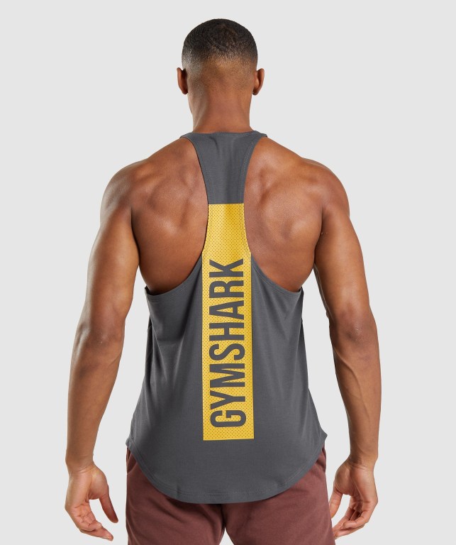 Gymshark Bold Men's Tank Tops Black Grey | UAE-08NXGL