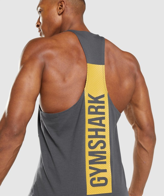 Gymshark Bold Men's Tank Tops Black Grey | UAE-08NXGL