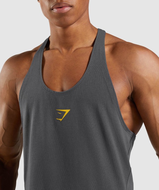 Gymshark Bold Men's Tank Tops Black Grey | UAE-08NXGL