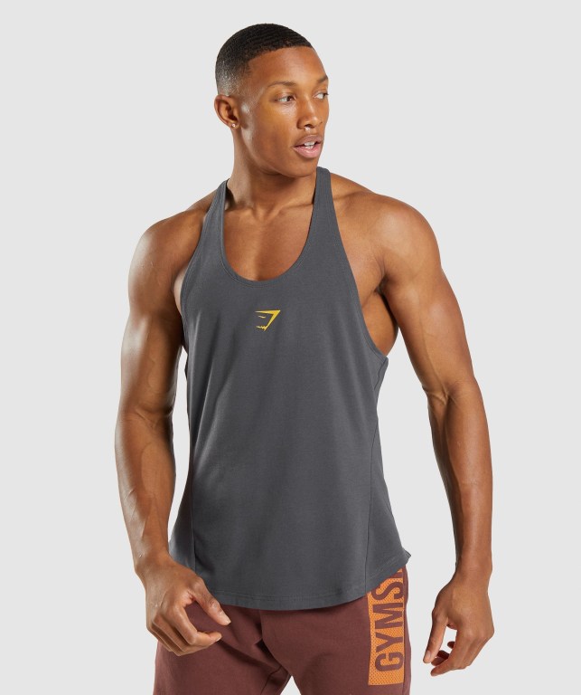 Gymshark Bold Men\'s Tank Tops Black Grey | UAE-08NXGL