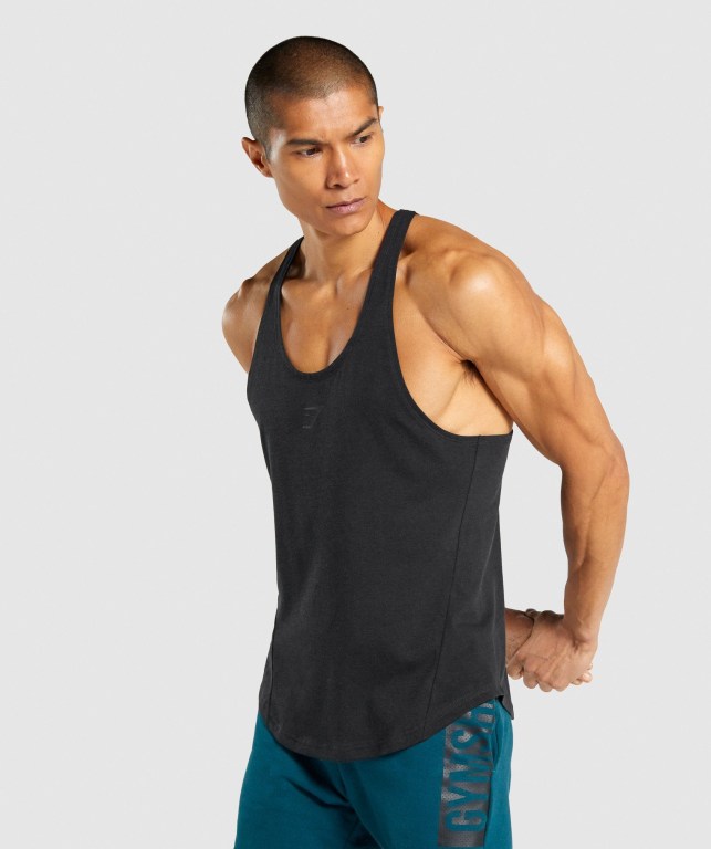 Gymshark Bold Men\'s Tank Tops Black | UAE-25XJIU