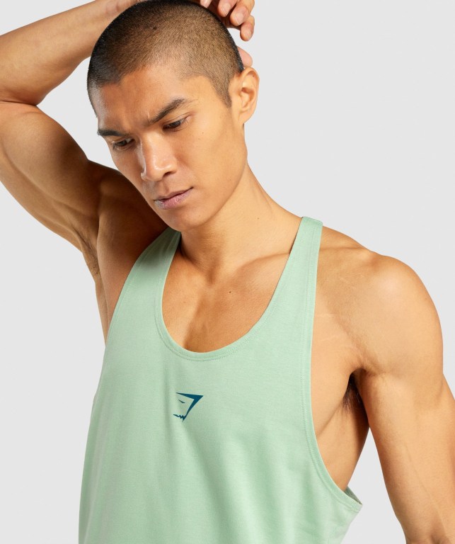 Gymshark Bold Men's Tank Tops Green | UAE-73VZET