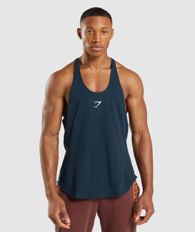 Gymshark Bold Men's Tank Tops Navy | UAE-05HXMI